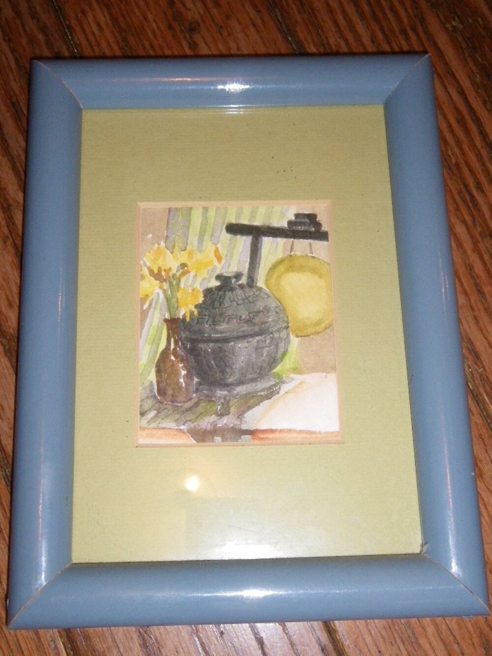 Vintage Miniture Framed Watercolor Painting Asian Themed Still Life